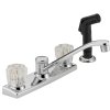 Westbrass Two Handle Kitchen Faucet with Side Spray in Polished Chrome